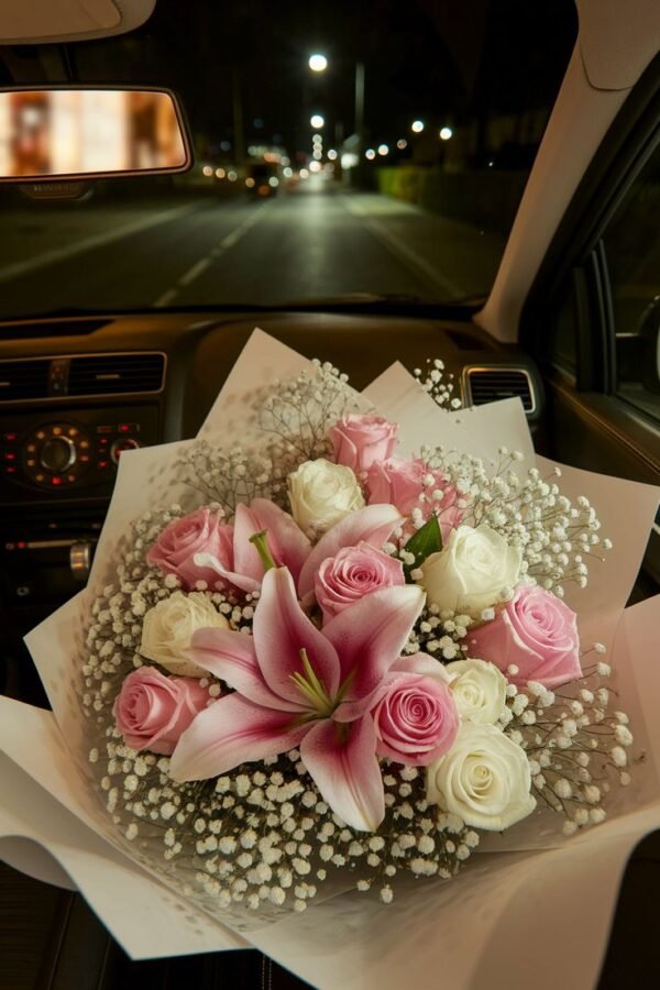 Elegant Lily & Rose Pastel Bouquet